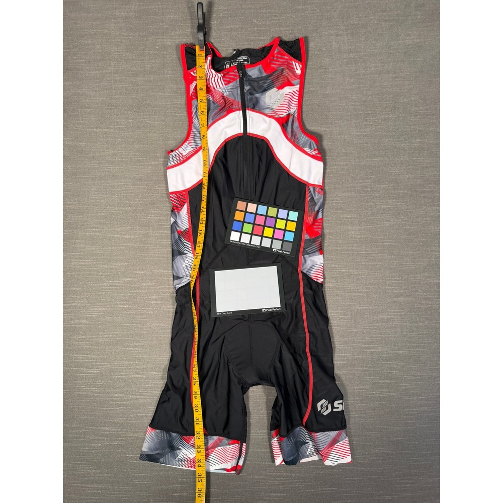 SLS3 Mens FX Tri Race Suit Black Red Geo Sleeveless Triathlon Trisuit SFX120-BRG